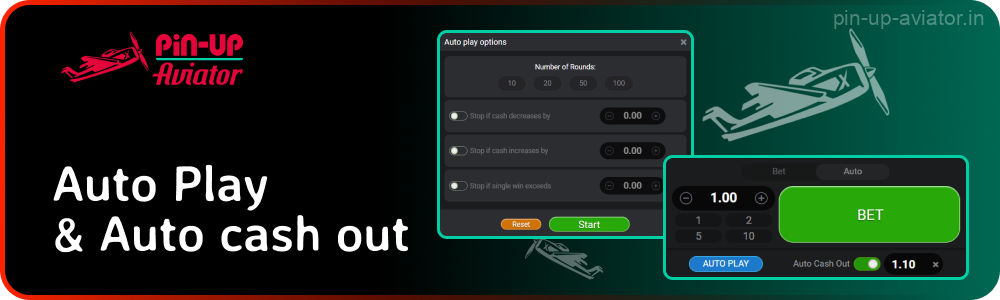 Auto Play & Auto cash out modes in Aviator give players the opportunity to set up automatic bets and withdrawal of winnings