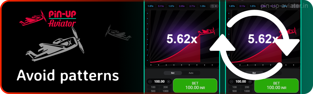 Indian Aviator Pin Up players should avoid using patterns and trying to predict the size of the multiplier in the game based on previous rounds