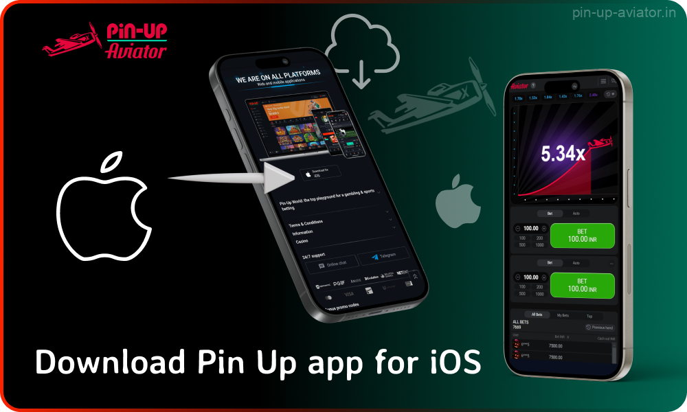 You can download and install Pin Up Aviator mobile app for iOS by clicking on the download button on the homepage of the official casino website