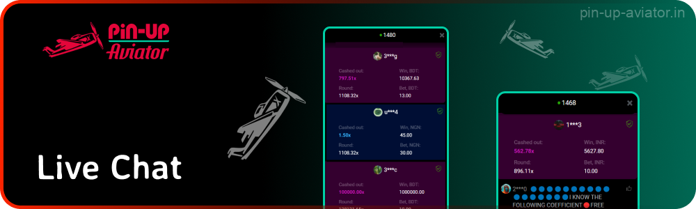Aviator players can communicate with each other in a live chat, which is located to the right of the main screen