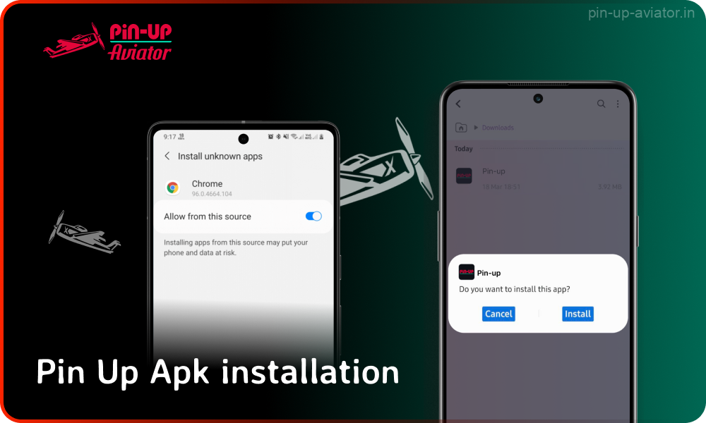 To install the Pin Up app for Android, you need to give the necessary installation permissions in your smartphone settings, tap on the installation file and follow the instructions