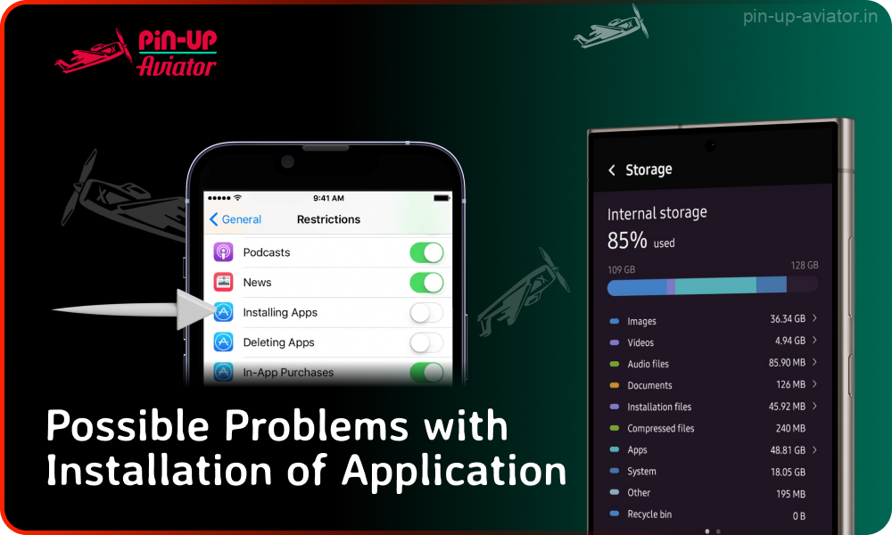 Users may have difficulties installing the Pin Up Aviator mobile app if their device does not meet the minimum system requirements, does not have enough free space or permission for installation