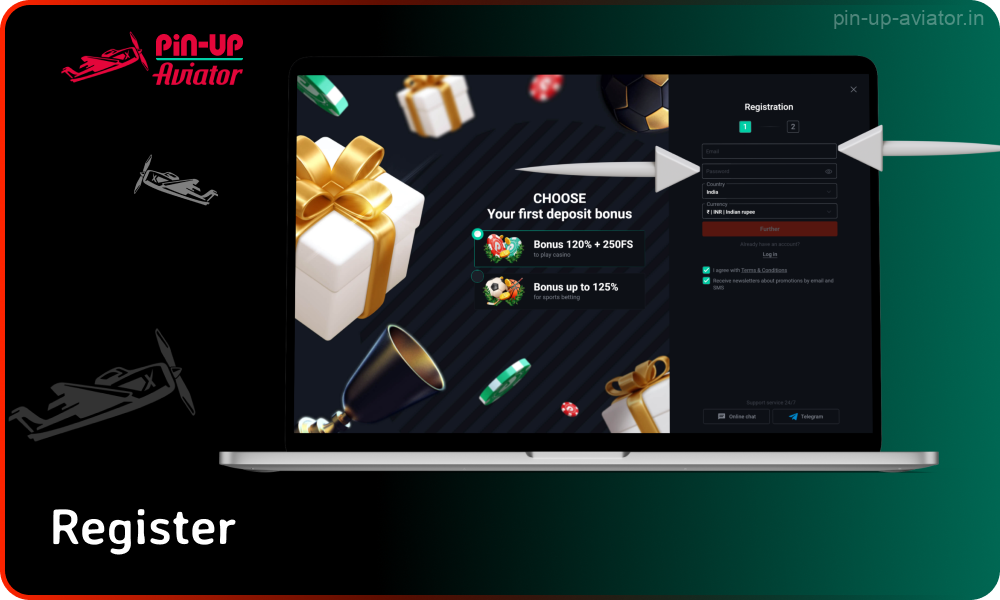 To start playing Pin Up Aviator, Indian players need to create an account
