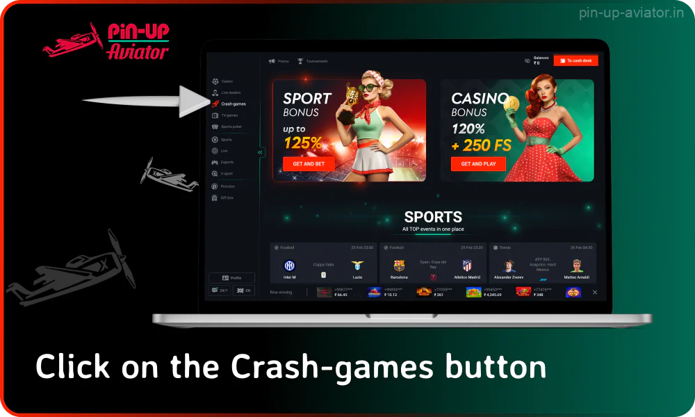 To start playing Aviator Pin Up open the Crash-games section