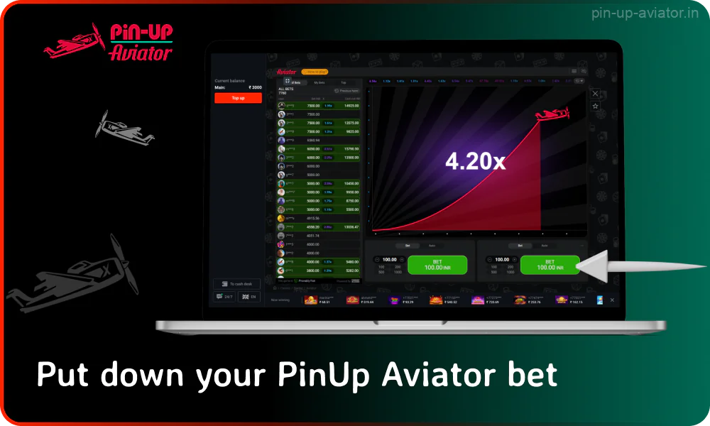 To play Aviator Pin Up, place your bet and wait for the next round to start