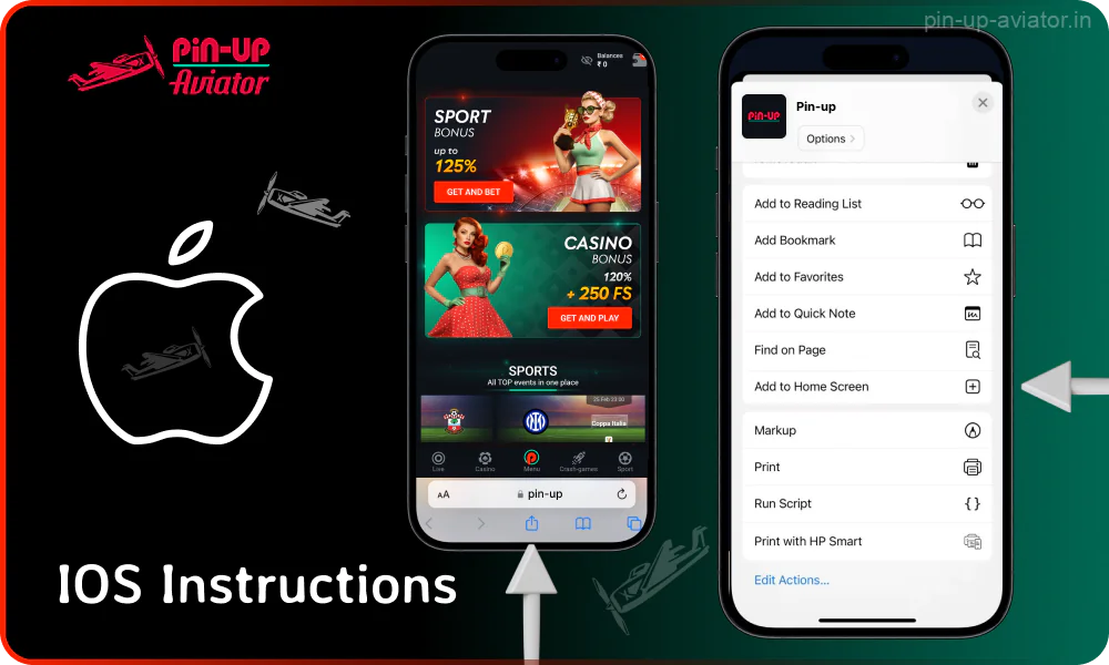 To install the Aviator Pin Up app on iOS, open the site via Safari and add a shortcut to your home screen